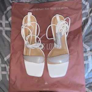 Miss Lola white strappy heels